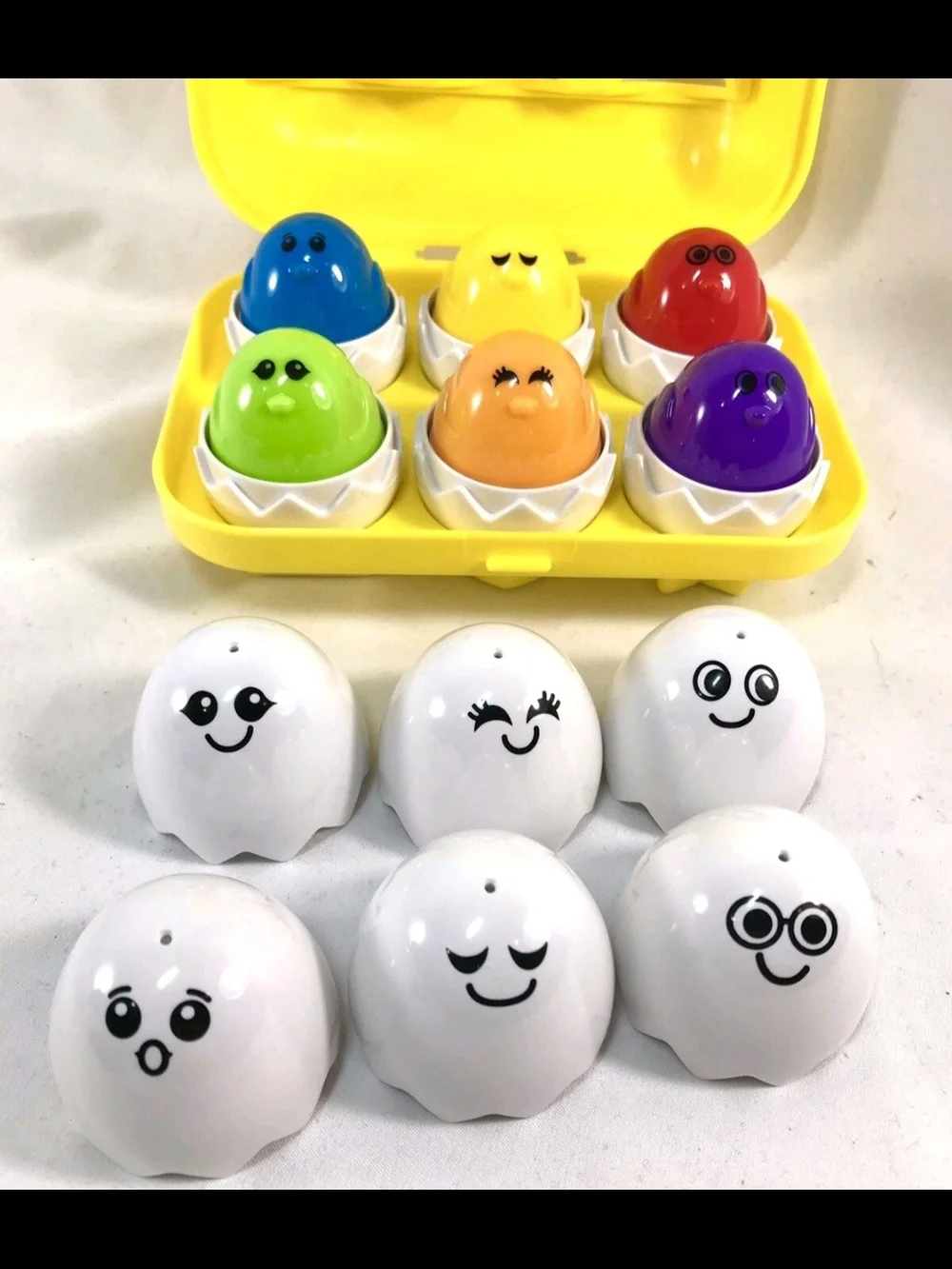 Vintage Tomy Hide N Squeak Yellow Egg Shape Sorter 1993 Toddler Activity Toy